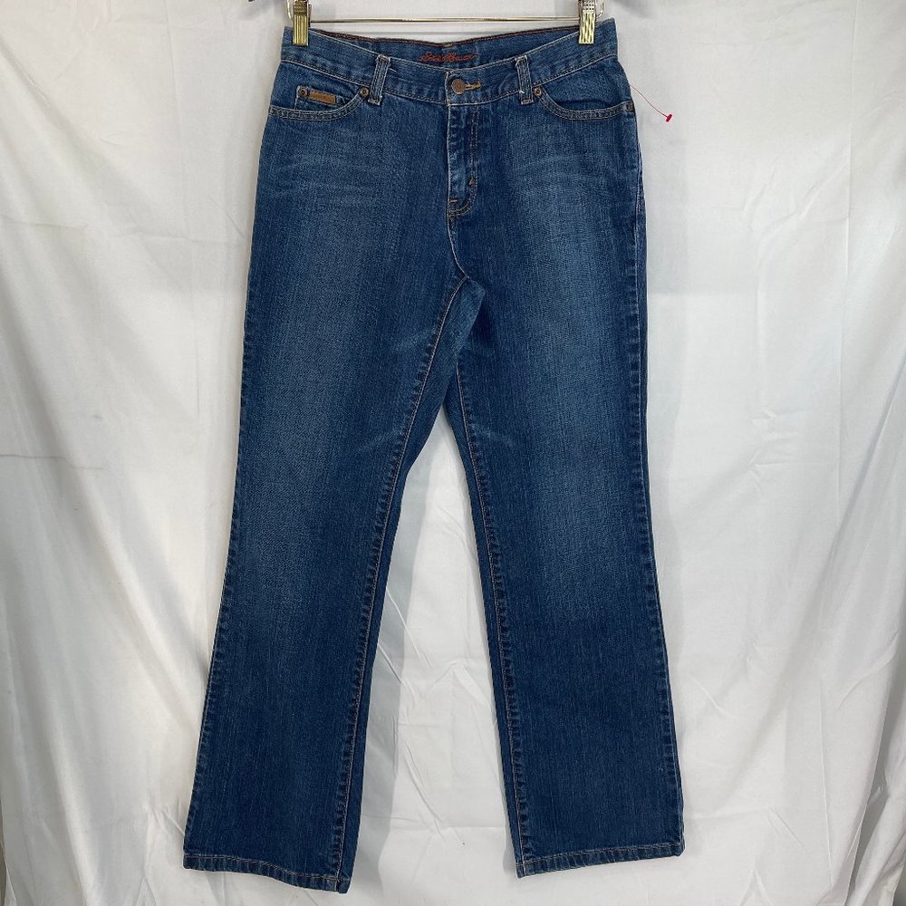 Women's Eddie Bauer Stretch Boot Cut Blue Jeans Size 4 Regular Cotton Spandex